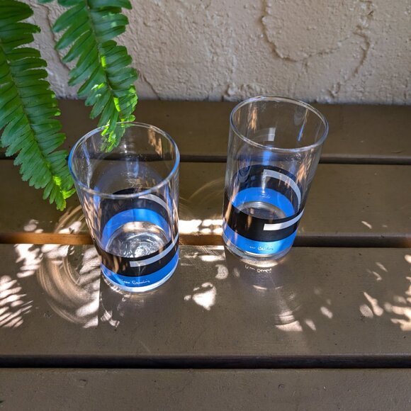 Vintage set of 2 Pierre Cardin matching blue , black, & white glasses - Picture 8 of 12